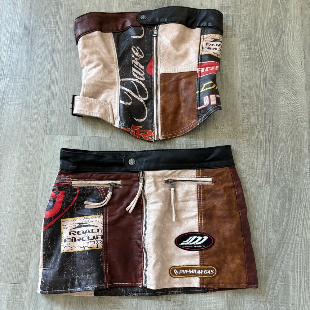 Jaded London Leather Two Piece Set